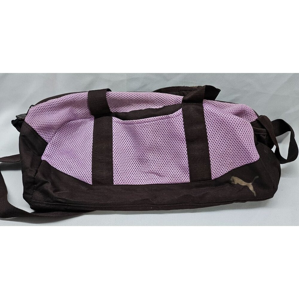 Puma Mesh Duffel Bag Purple Gym Pockets Shoulder Strap Handle - Picture 3 of 13